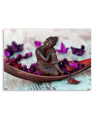 Leinwandbild - Buddha und Blütenblätter | Feeby