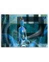 Obrazy zen buddyzm - Budda na geometrycznym tle niebieski | FEEBY