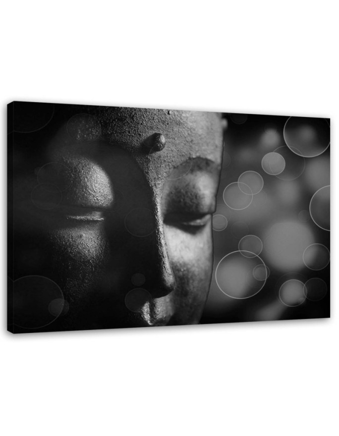 Bild auf Leinwand - Buddha-Gesicht und Kreise | Feeby