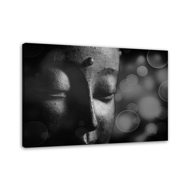 Bild auf Leinwand - Buddha-Gesicht und Kreise | Feeby