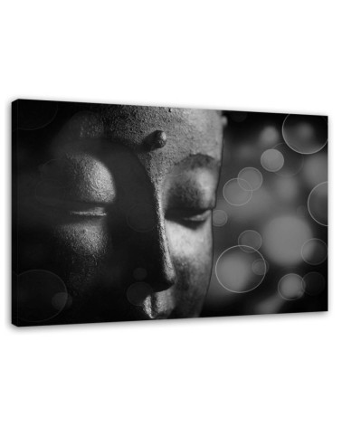 Bild auf Leinwand - Buddha-Gesicht und Kreise | Feeby