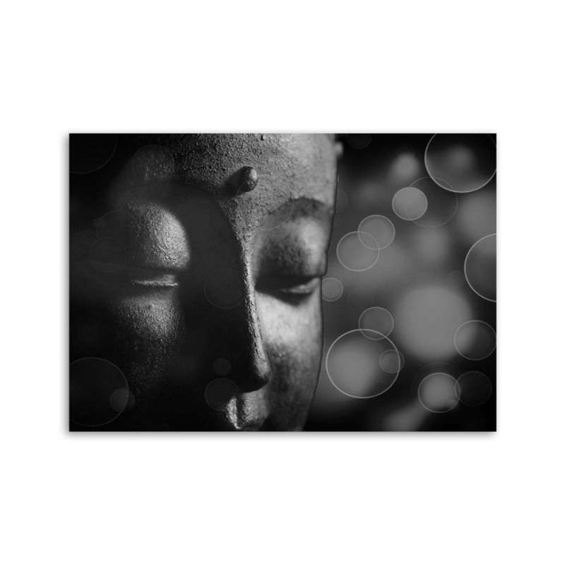 Bild auf Leinwand - Buddha-Gesicht und Kreise | Feeby