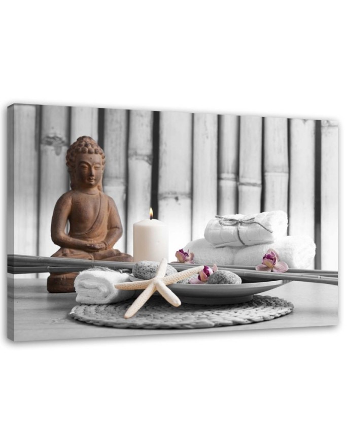 Leinwanddruck - Buddha mit Kerze | Feeby
