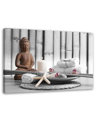 Leinwanddruck - Buddha mit Kerze | Feeby