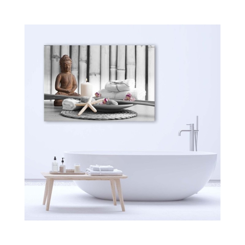 Leinwanddruck - Buddha mit Kerze | Feeby