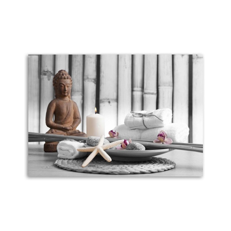 Leinwanddruck - Buddha mit Kerze | Feeby