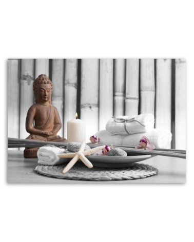 Leinwanddruck - Buddha mit Kerze | Feeby