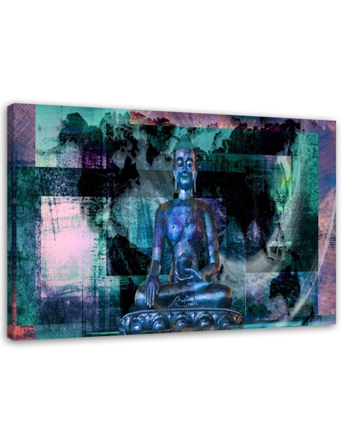 Leinwanddruck - Buddha und abstrakter Hintergrund - blau | Feeby
