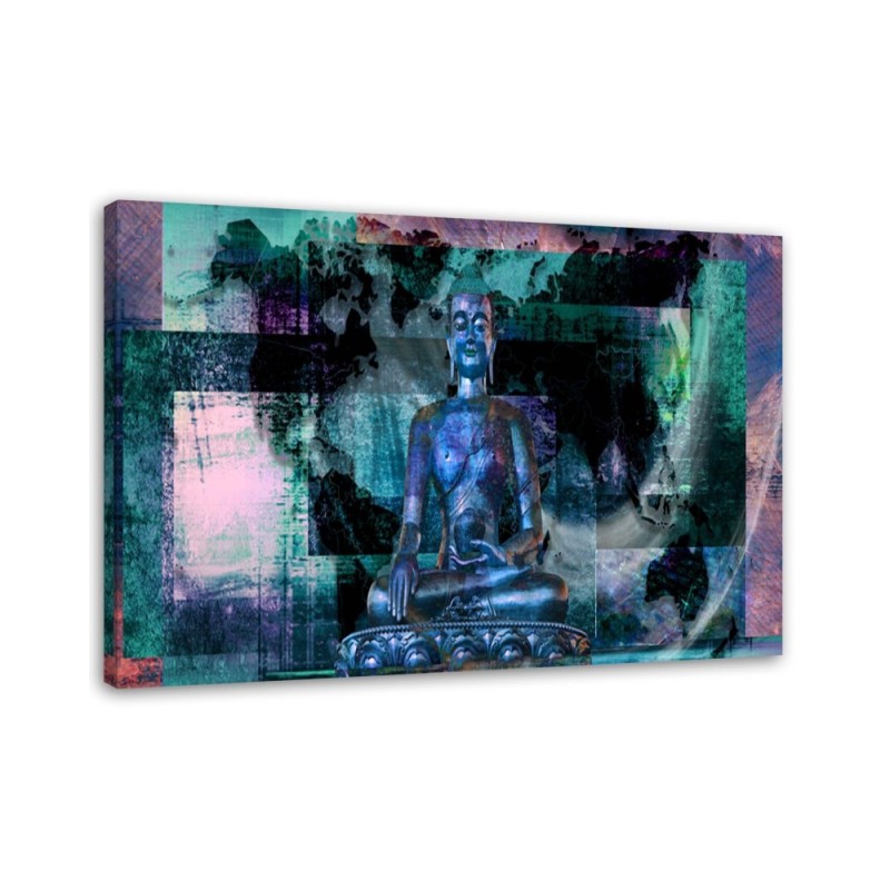 Leinwanddruck - Buddha und abstrakter Hintergrund - blau | Feeby
