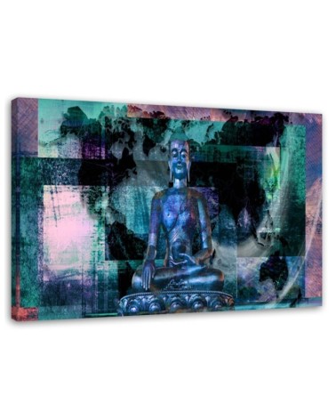 Leinwanddruck - Buddha und abstrakter Hintergrund - blau | Feeby