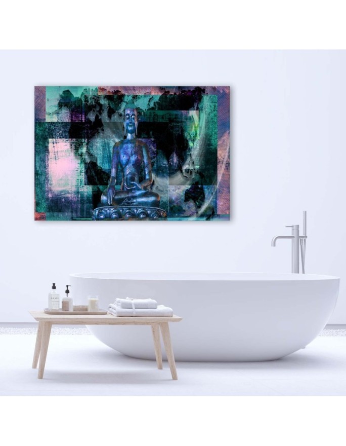 Buddha and abstract background blue - Wall Canvas prints | FEEBY
