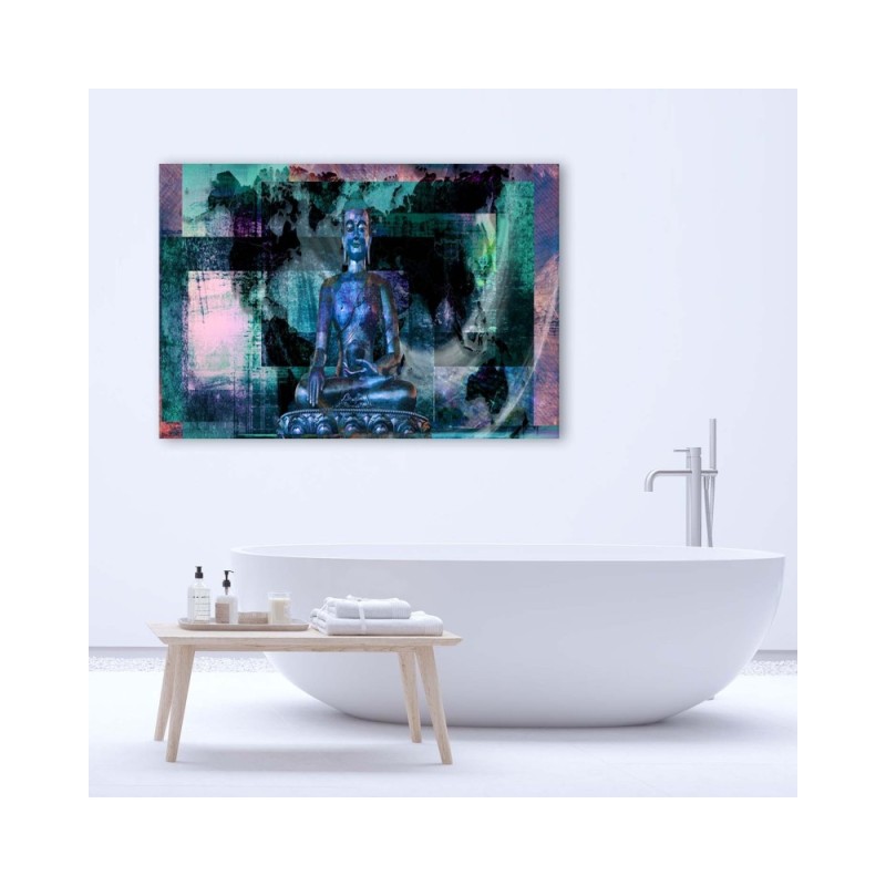 Leinwanddruck - Buddha und abstrakter Hintergrund - blau | Feeby