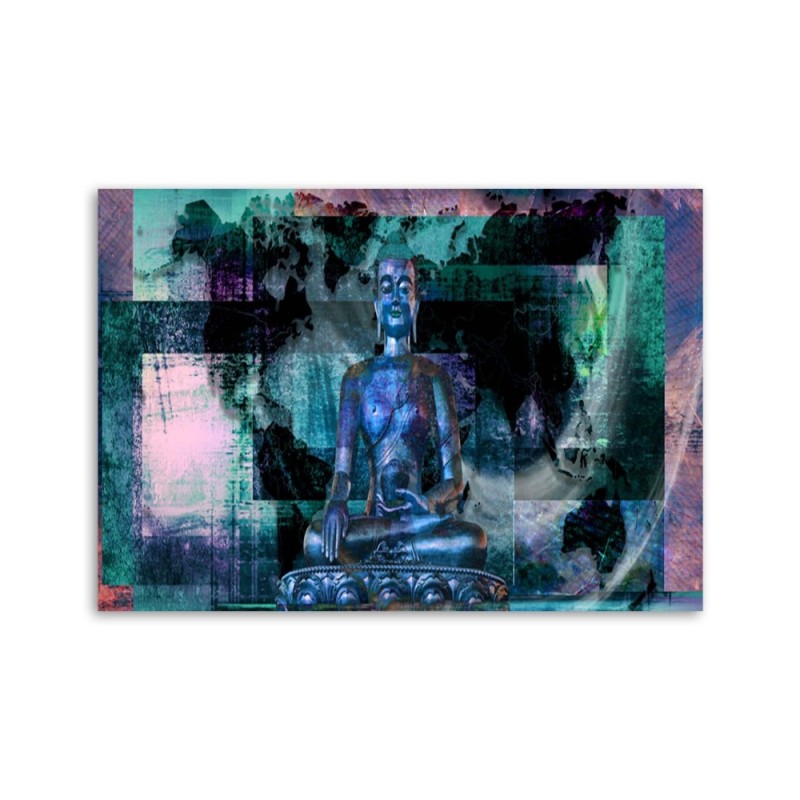 Leinwanddruck - Buddha und abstrakter Hintergrund - blau | Feeby