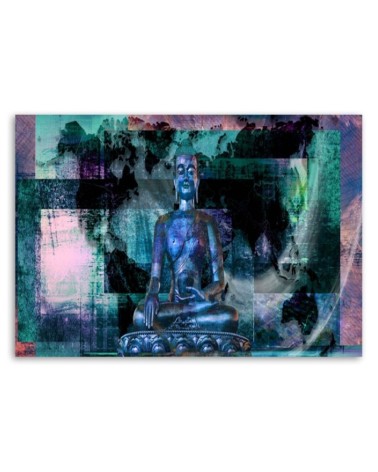 Leinwanddruck - Buddha und abstrakter Hintergrund - blau | Feeby