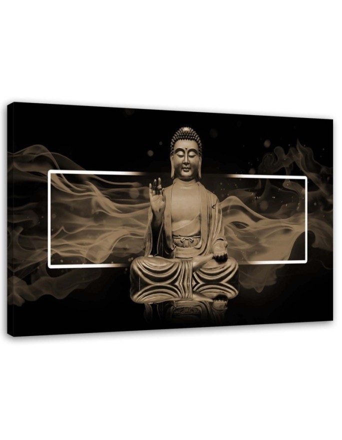 Leinwandbild - Figur eines meditierenden Buddhas - Beige | Feeby