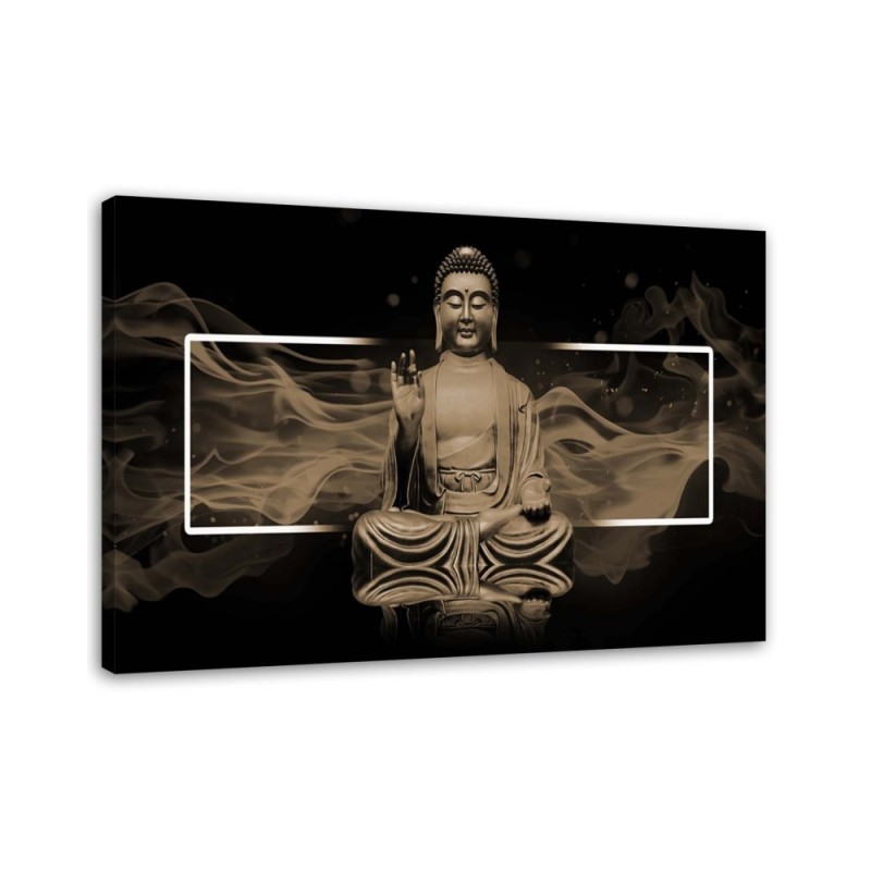 Leinwandbild - Figur eines meditierenden Buddhas - Beige | Feeby