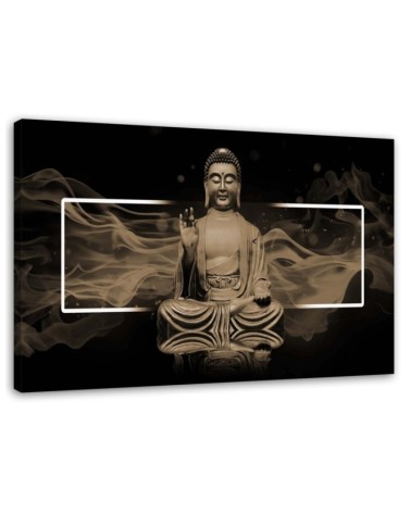 Meditating Buddha figure beige - Canvas prints for the living room | FEEBY