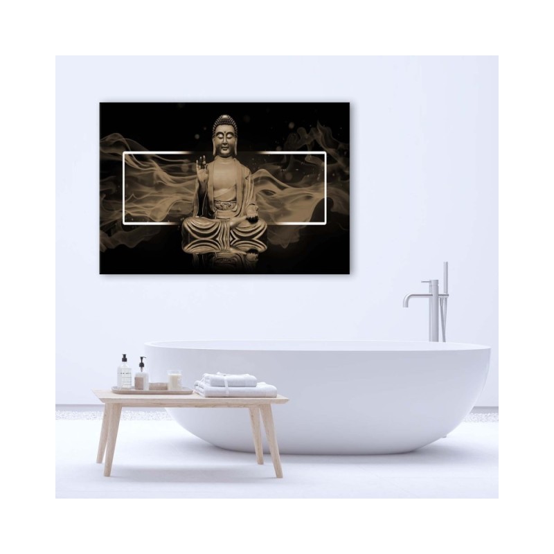 Leinwandbild - Figur eines meditierenden Buddhas - Beige | Feeby