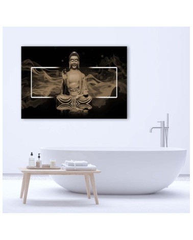 Leinwandbild - Figur eines meditierenden Buddhas - Beige | Feeby