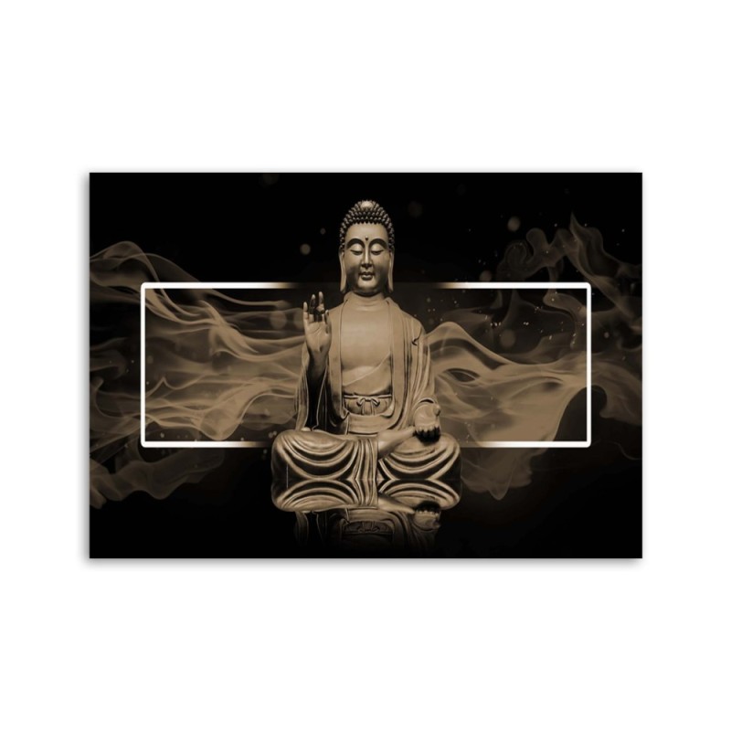 Leinwandbild - Figur eines meditierenden Buddhas - Beige | Feeby