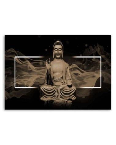 Leinwandbild - Figur eines meditierenden Buddhas - Beige | Feeby
