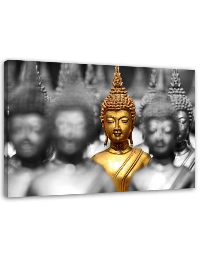 Leinwandbild modern - Goldener Buddha in der Menge | Feeby
