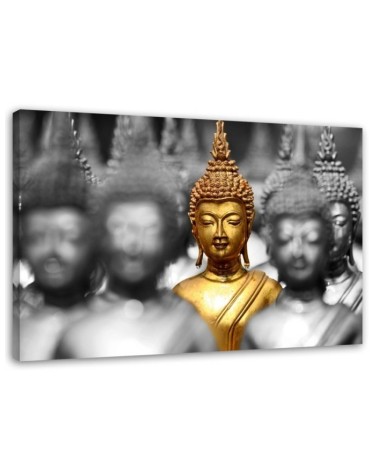 Leinwandbild modern - Goldener Buddha in der Menge | Feeby