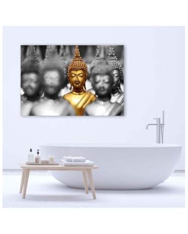 Leinwandbild modern - Goldener Buddha in der Menge | Feeby