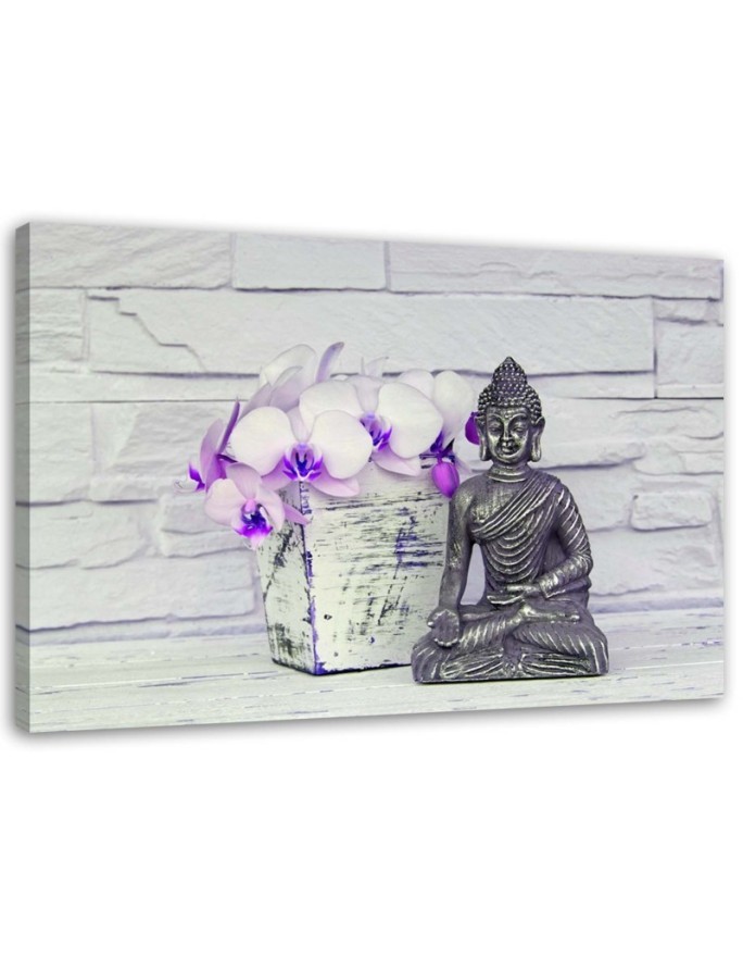 Bild auf Leinwand - Buddha mit Blume | Feeby