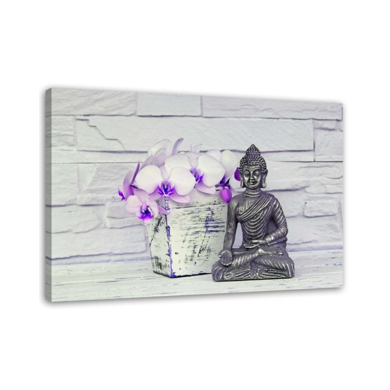 Bild auf Leinwand - Buddha mit Blume | Feeby