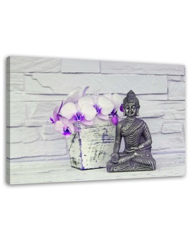 Buddha with flower - Abstract painting on canvas | FEEBY