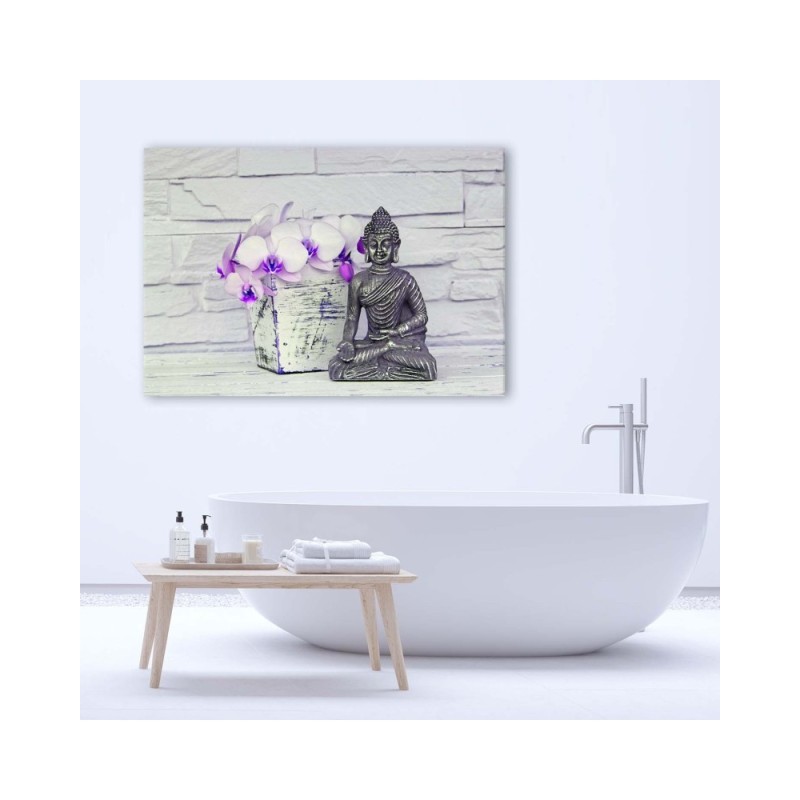 Bild auf Leinwand - Buddha mit Blume | Feeby