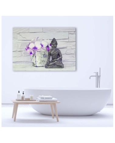 Bild auf Leinwand - Buddha mit Blume | Feeby