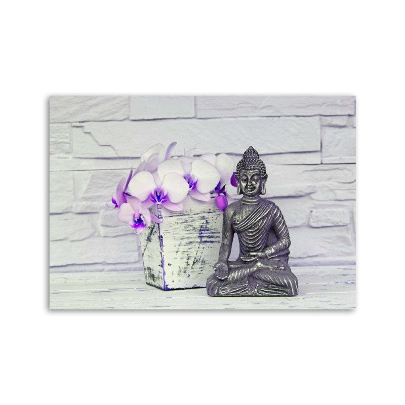 Bild auf Leinwand - Buddha mit Blume | Feeby