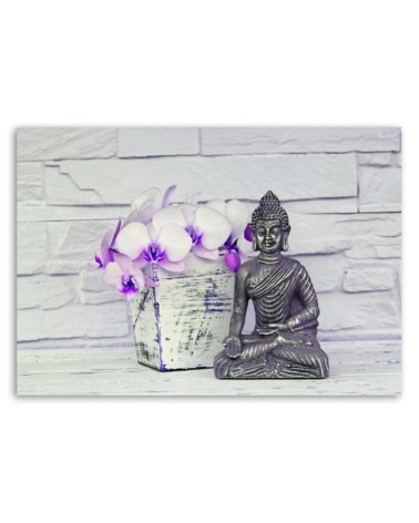 Bild auf Leinwand - Buddha mit Blume | Feeby