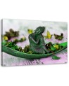 Buddha statue and petals - Abstract painting on canvas | FEEBY