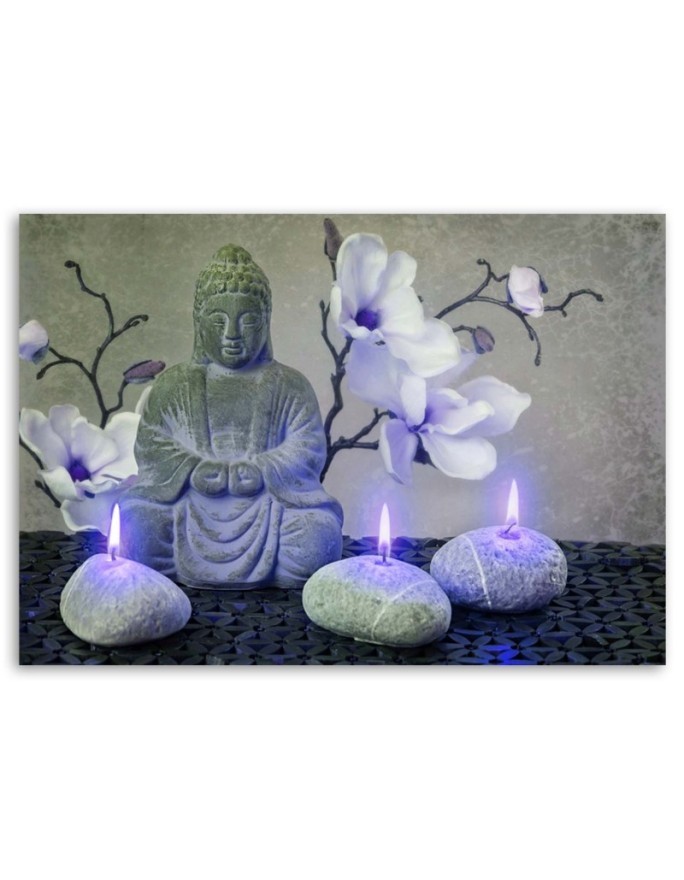Obraz abstrakcja na płótnie Budda z orchideami i świeczkami | FEEBY