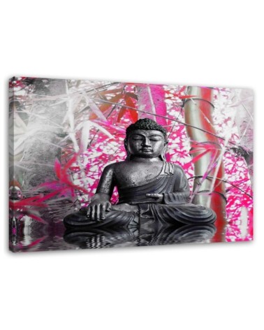 Wall art painting abstract on canvas - Buddha and bamboos | FEEBY