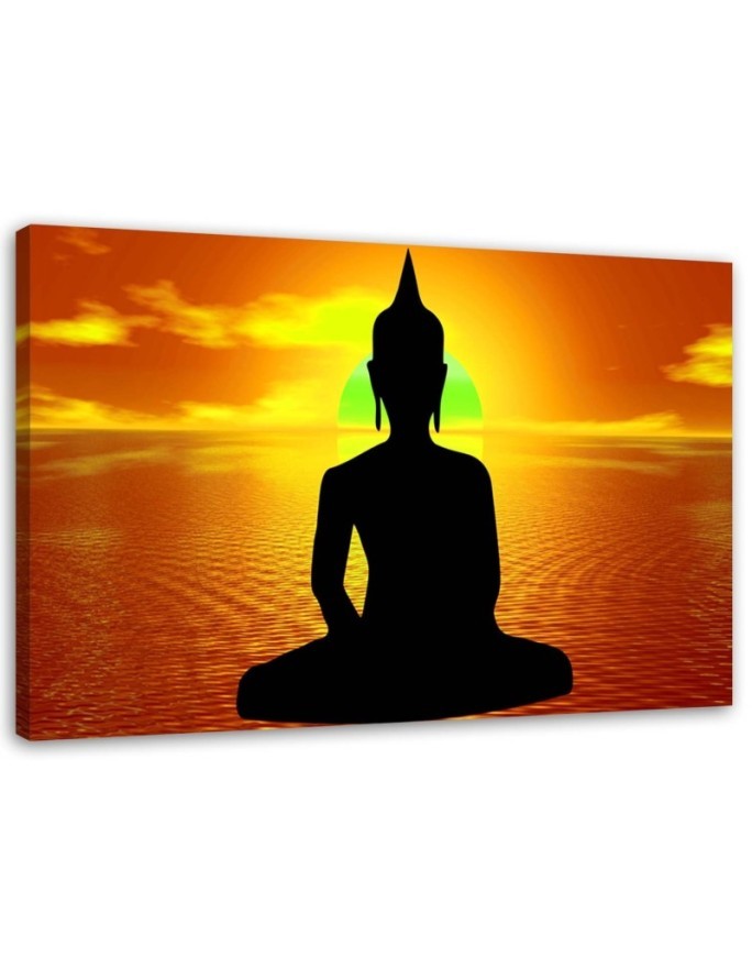 Leinwandbild - Buddha-Meditation bei Sonnenaufgang | Feeby