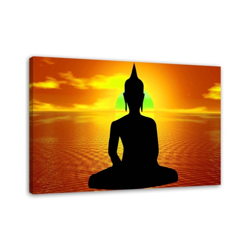 Leinwandbild - Buddha-Meditation bei Sonnenaufgang | Feeby