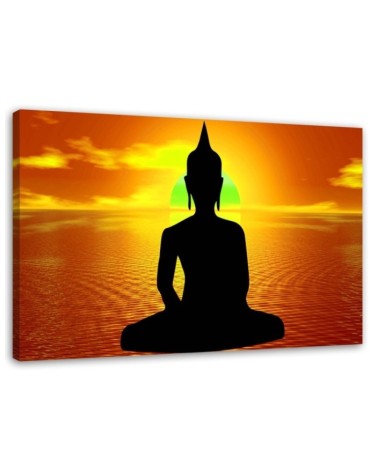 Painting abstract on canvas - Buddha meditation sunrise | FEEBY