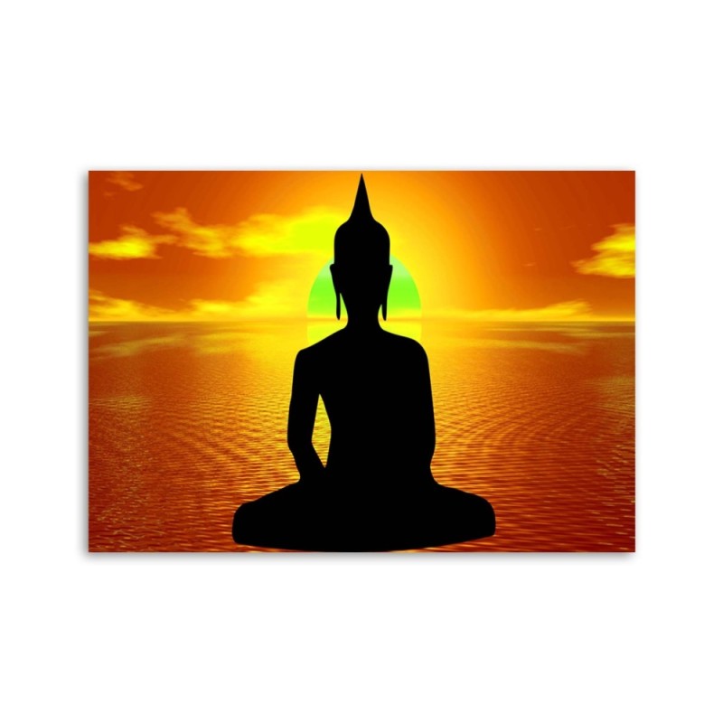 Leinwandbild - Buddha-Meditation bei Sonnenaufgang | Feeby