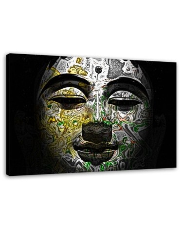 Canvas paintings with zen theme - Buddha face in patterns | FEEBY