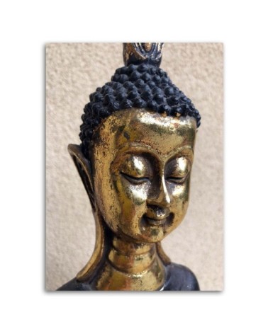 Wandbild für Wohnzimmer - Das Gesicht des goldenen Buddha | Feeby