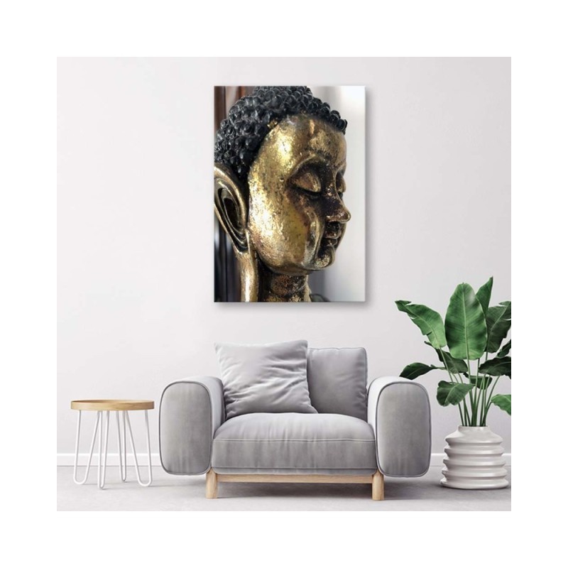 Leinwanddruck - Profil eines goldenen Buddhas | Feeby