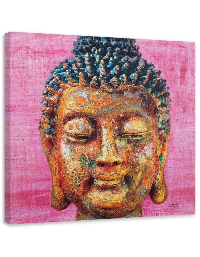 Leinwandbild - Buddha auf rosa Hintergrund | Feeby