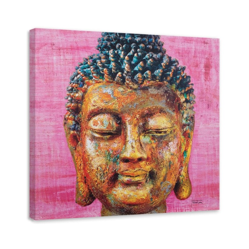 Leinwandbild - Buddha auf rosa Hintergrund | Feeby