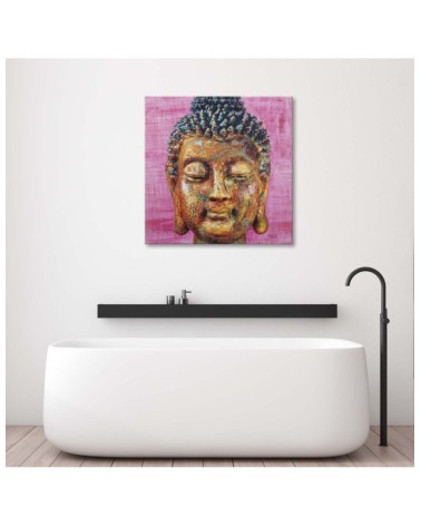 Leinwandbild - Buddha auf rosa Hintergrund | Feeby