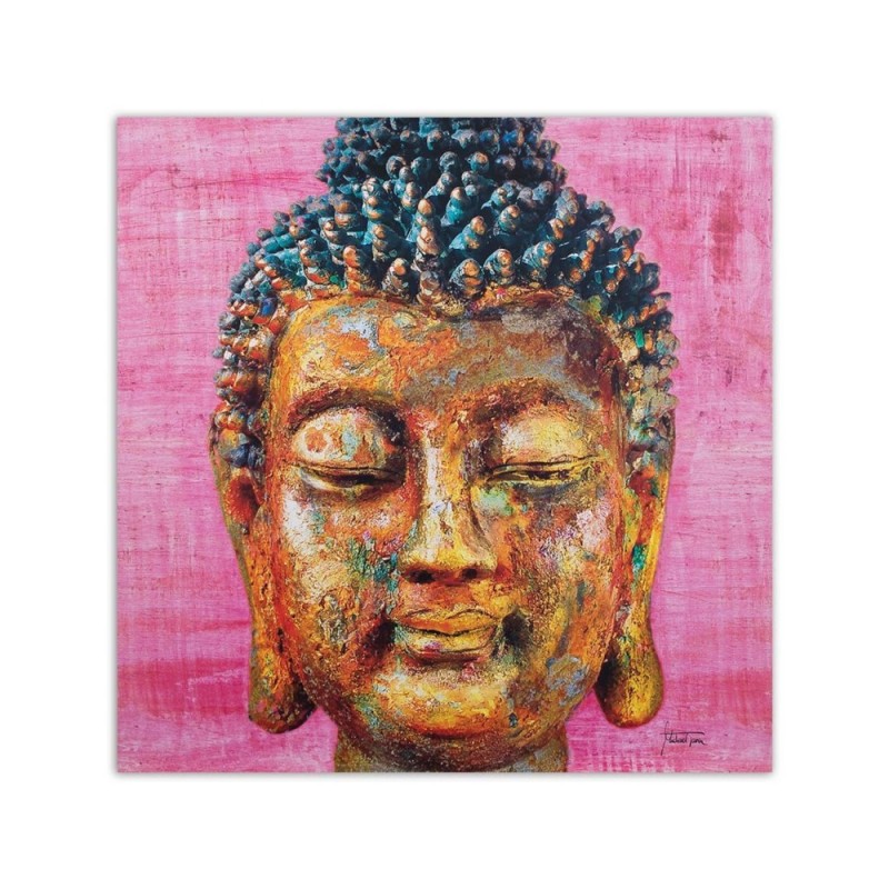 Leinwandbild - Buddha auf rosa Hintergrund | Feeby