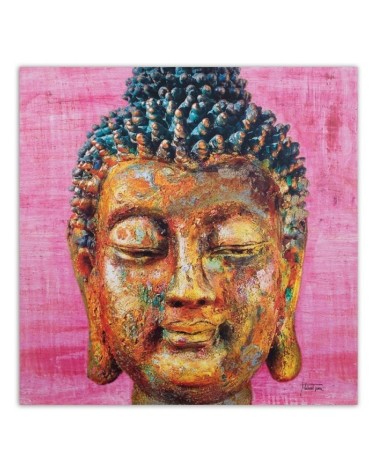 Leinwandbild - Buddha auf rosa Hintergrund | Feeby